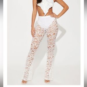 Fashion nova Leilani Lace Wide Leg Pant - white